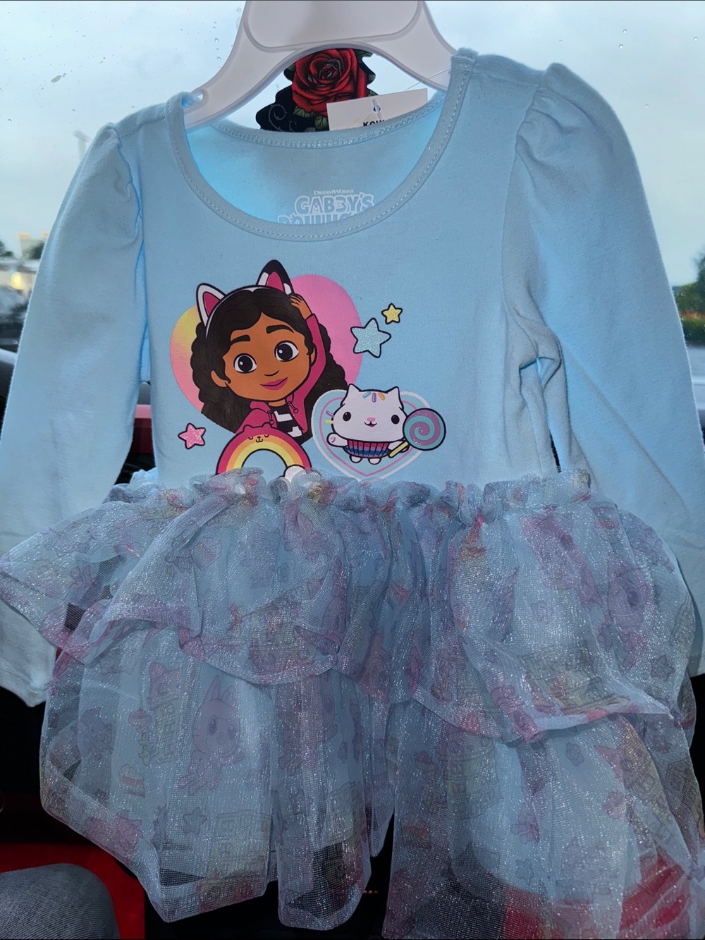 Kids Light Blue Character Tulle Dress with Sparkle Skirt